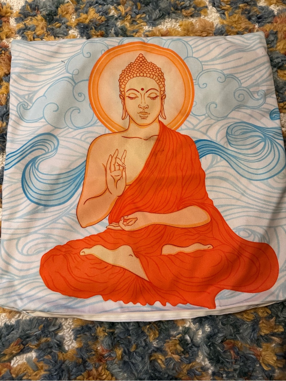 Society6 Orange & Light Blue Buddha Accent boho bundle